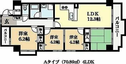パデシオン宇治木幡【3階】の間取り