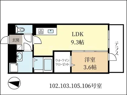 京都府城陽市久世北垣内【アパート】の間取り