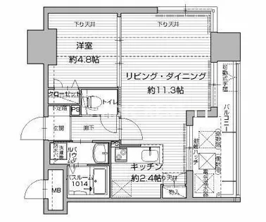 アクタス渡辺通パークシティ【7階】の間取り