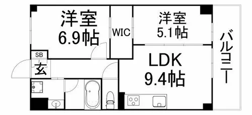 パラファーレ・玉造【7階】の間取り