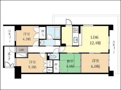 朝日プラザ宇治【4階】の間取り