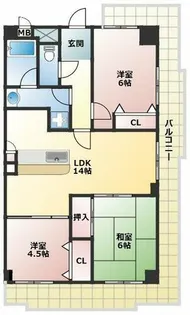 コモンパレス清水が丘【4階】の間取り