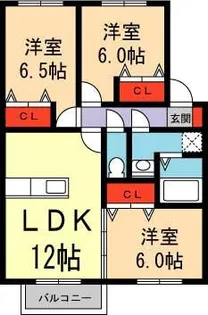 グランボヌール花屋敷【A103号室】の間取り