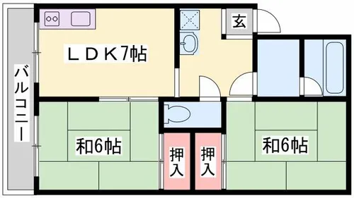サンハイツ多井田A棟【203号室】の間取り