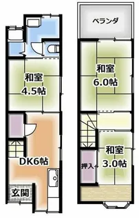 大阪府門真市島頭4丁目【テラスハウス】の間取り