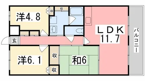 バレルビラ【102号室】の間取り