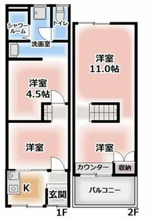 大阪府守口市大久保町1丁目【テラスハウス】の間取り