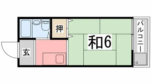日の出コーポ【206号室】の間取り