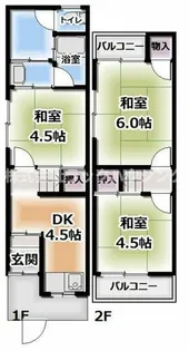 大阪府門真市三ツ島5丁目【テラスハウス】の間取り