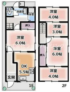 大阪府守口市金田町2丁目【テラスハウス】の間取り