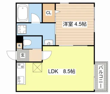 メゾン・ド・メグ湖南【206号室】の間取り