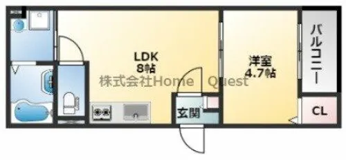 大阪府大阪市平野区長吉川辺3丁目【アパート】の間取り