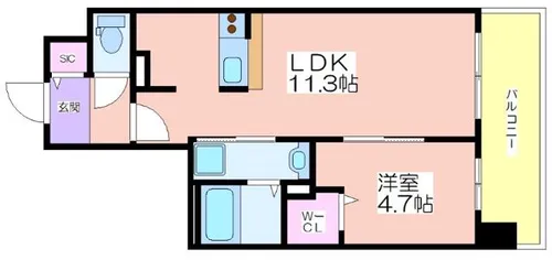 サザンネスト住ノ江駅前【202号室】の間取り