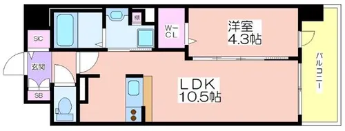 サザンネスト住ノ江駅前【203号室】の間取り