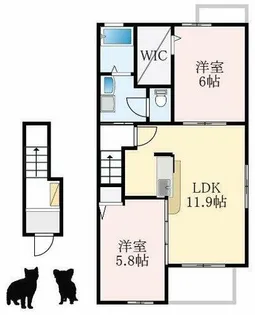 大阪府富田林市中野町1丁目【アパート】の間取り