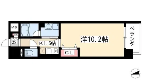 ヒルズ新栄2号館【4階】の間取り