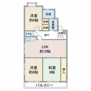 ドミール小田井A棟【401号室】の間取り