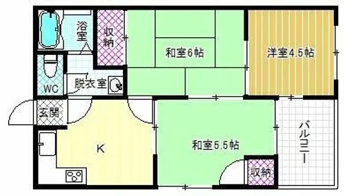 阪南グリーンハイツ【4階】の間取り