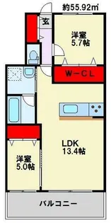 医生ケ丘ヴァレンシア C棟【2階】の間取り