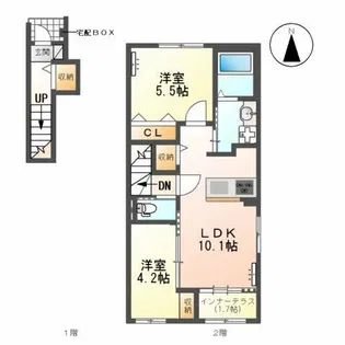 ファミール裏之門【2階】の間取り