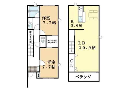 京都府京田辺市花住坂1丁目【テラスハウス】の間取り