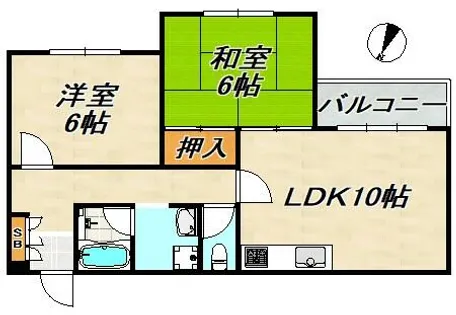 2LDKの間取り画像