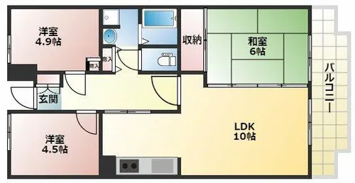 グリーンヴィラ御領【6階】の間取り