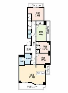コープ野村新安城D棟【1110号室】の間取り