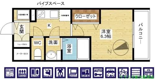 ファーストフィオーレ三国【10階】の間取り