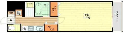 大阪府大阪市西区北堀江3丁目【マンション】の間取り