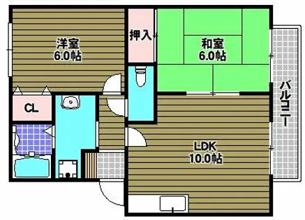 西井ハイツ(ファミリー)【2階】の間取り