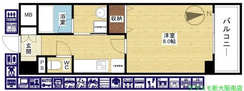 セレッソコート新大阪【7階】の間取り