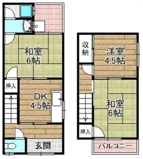 京都府乙訓郡大山崎町字大山崎小字永福寺【テラスハウス】の間取り