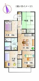 セジュール桂A・B【B203号室】の間取り