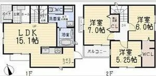 愛知県小牧市新町2丁目【一戸建】の間取り