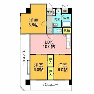 鶴陽明ハイツ【2階】の間取り