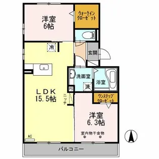 ラ・グラシューズ【3階】の間取り