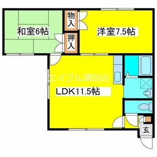 ビューティ4・3A【101号室】の間取り