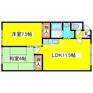 ビューティ4・3B【106号室】の間取り