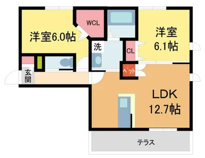 メゾンティーグル神垣【101号室】の間取り