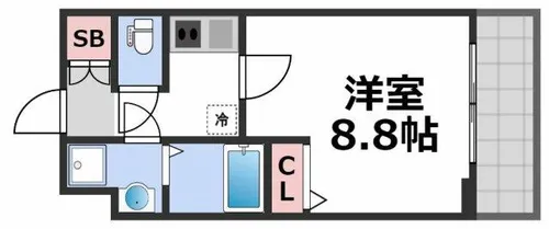 プレサンス谷町九丁目駅前【5階】の間取り