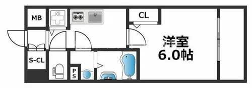 エスリード難波ザ・アーク【12階】の間取り