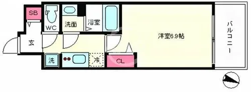 プレサンス京町堀【6階】の間取り
