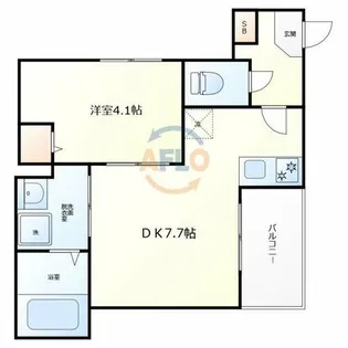 ハーモニーテラス遠里小野3【1階】の間取り