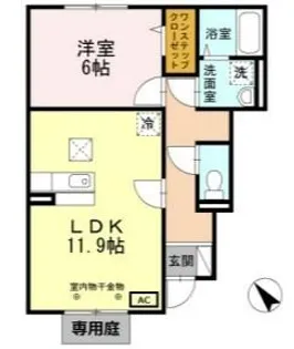 ディアコート北野【1階】の間取り