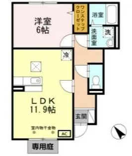 ディアコート北野【1階】の間取り