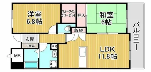 マーレ羽衣【4階】の間取り