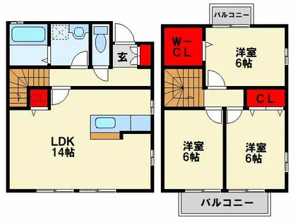 福岡県北九州市八幡西区鉄王1丁目【テラスハウス】の間取り
