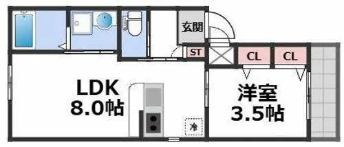 モアナ長瀬町【1階】の間取り