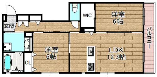 シナジーコート高槻古曽部【1階】の間取り